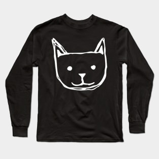 Cat Doodle White Long Sleeve T-Shirt